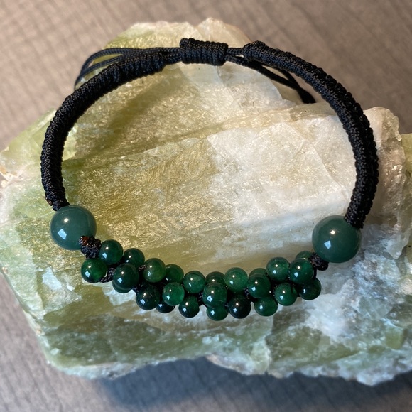 Jade Gemstone Handmade Adjustable Macrame Bracelet - Picture 2 of 15